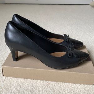 Clarks black leather heels